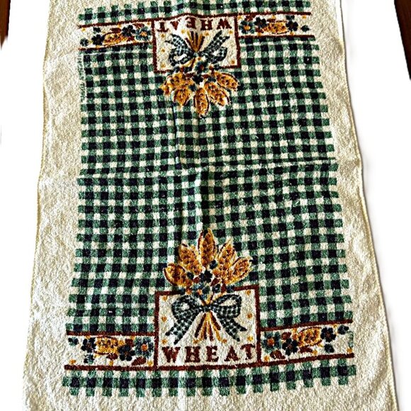 Estate Find Set of 3 Vintage 70s Kitchen Towels - Wheat Mushroom themed - NEW - Picture 2 of 4